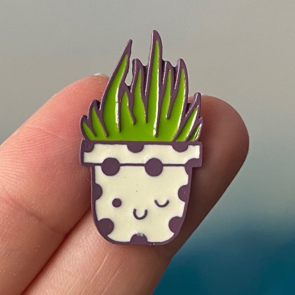 Aloe Winking Plant Enamel Pin/ Brooch Lapel